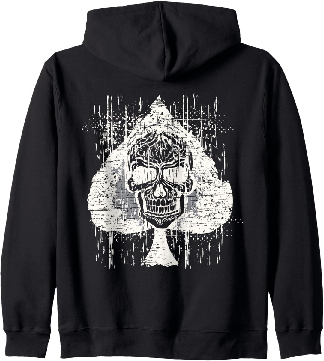 Distressed Ace of Spades Spielkarten mit Totenkopf Kapuzenjacke
