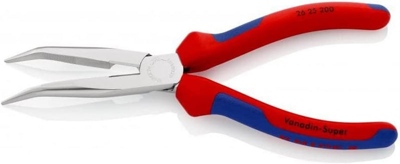 KNIPEX Flachrundzange mit Schneide (Storchschnabelzange) verchromt, mit Mehrkomponenten-Hüllen 200 m