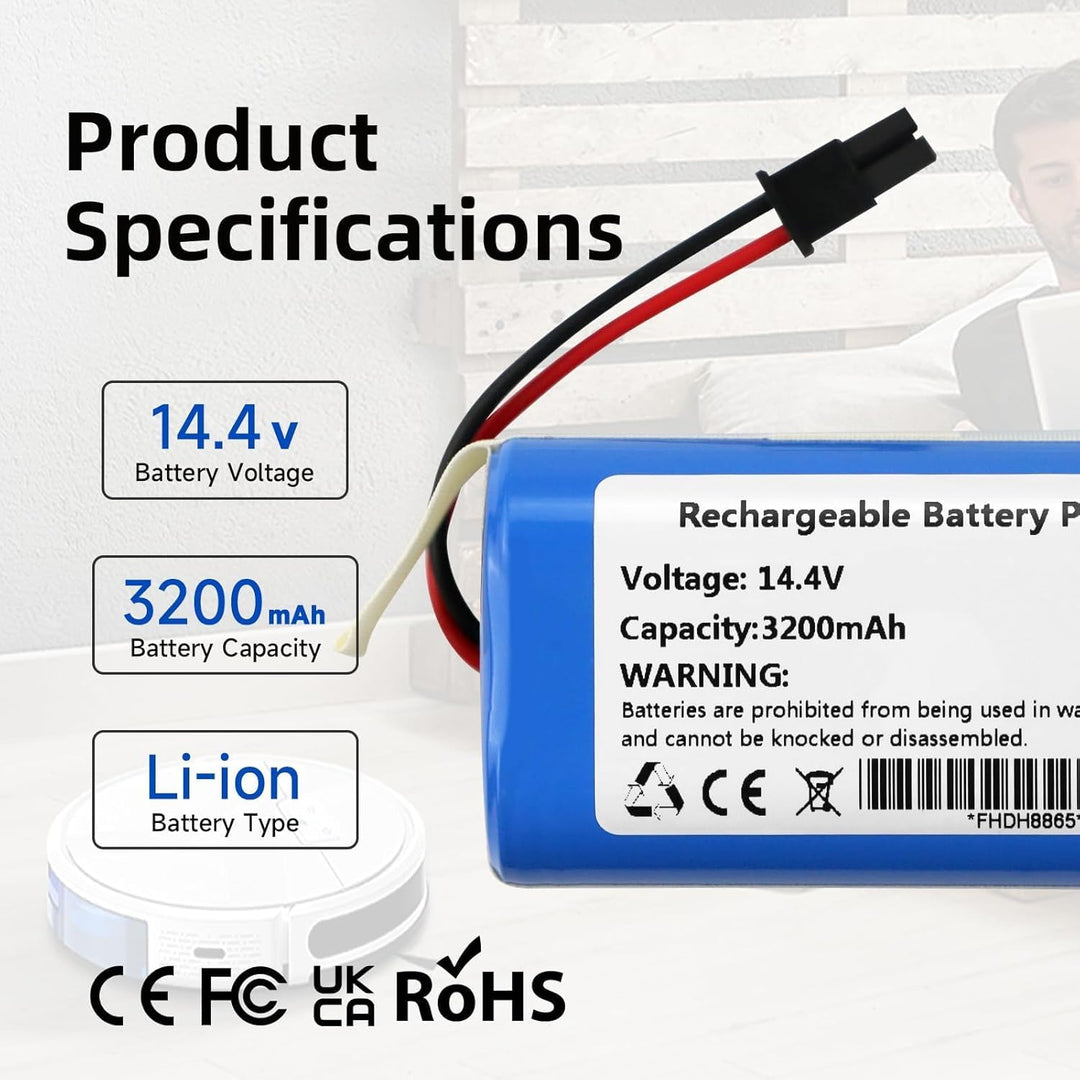K KYUER 3200mAh Ersatz Akku für Tikom G8000 Pro Robot Vacuum Cleaner Saugroboter Battery