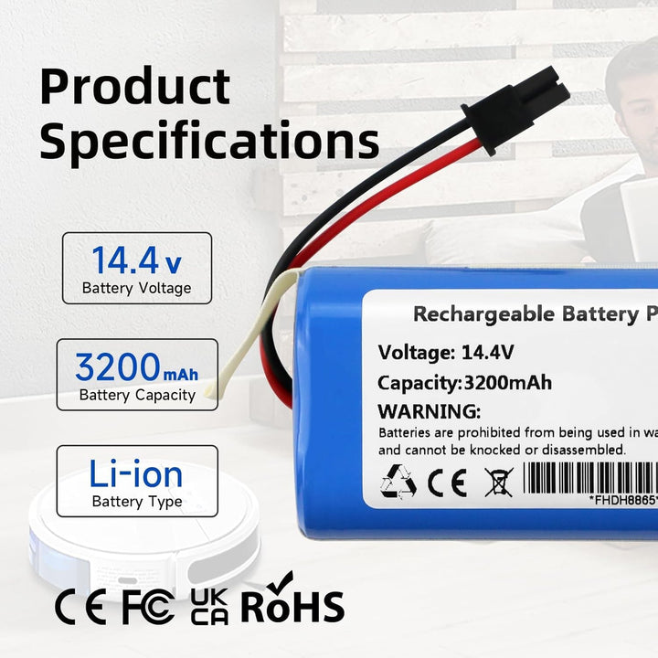 K KYUER 3200mAh Ersatz Akku für Tikom G8000 Pro Robot Vacuum Cleaner Saugroboter Battery