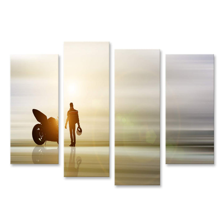 islandburner Bild auf Leinwand Abstrakte Kunst Motorrad Horizont Unscharfer Hintergrund Bilder Wandb