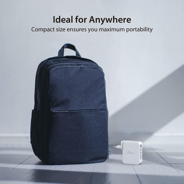 j5create 130W USB C Foldable GaN Fast Charger-100W PD 4-Port GaN USB C Charging Station, Wandladeger