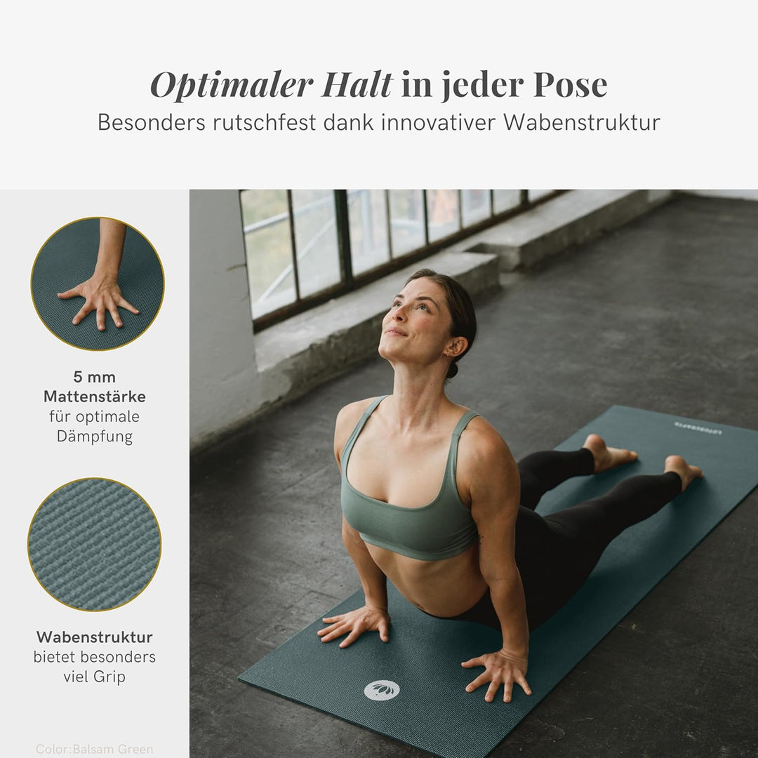 Lotuscrafts® Yoga Matte Rutschfest, 183 x 61 x 0,5 cm, Leichte Fitnessmatte auch als Gymnastikmatte,