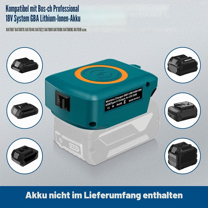 Handy Wireless Ladegeräte für Bosch Professional 18V System Batterie GBA 18V Batterien, 15W Handy La