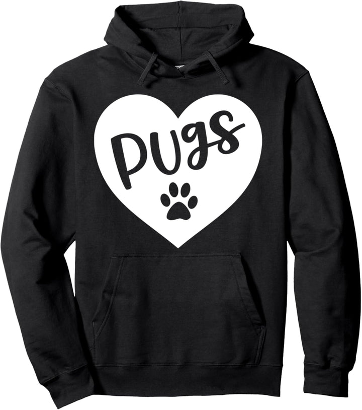 Möpse-Herz-Pfoten-Druck Pullover Hoodie