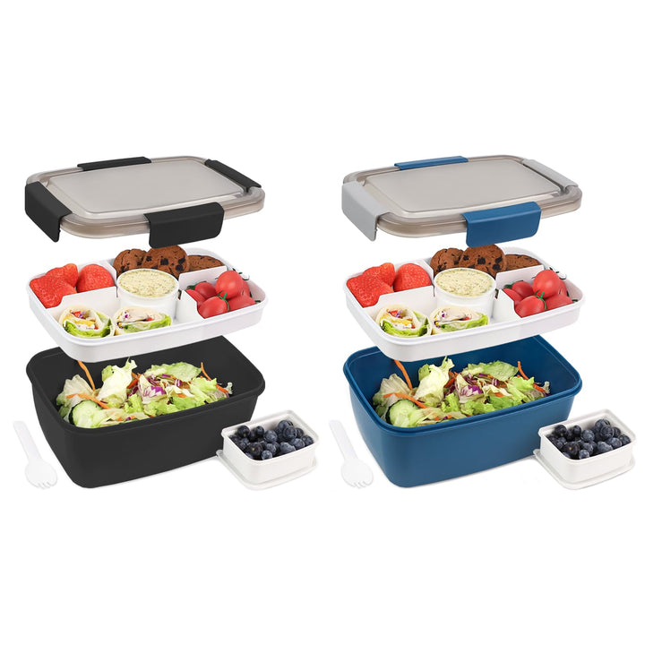 Bugucat Lunchbox Erwachsene 2000ML 2 Set,Auslaufsichere Brotdose Erwachsene Bento Box mit Fächern fü