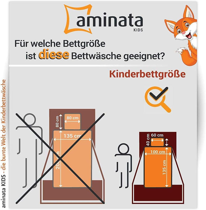Aminata Kids Kinderbettwäsche Elefanten, Afrika, Kinder, Jungen, Mädchen, Baby Bettwäsche-Set 100 x