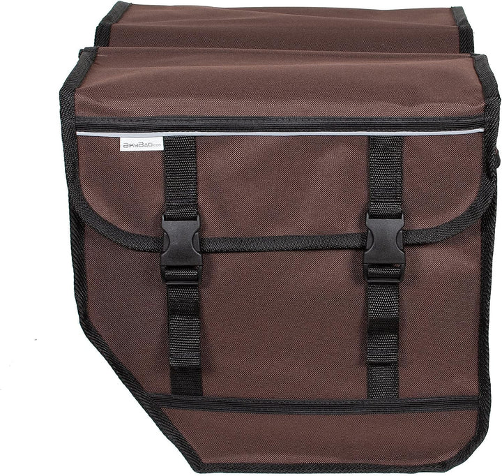BikyBag Model M – Doppelte Fahrradtaschen für Gepäckträger (Braun), Braun