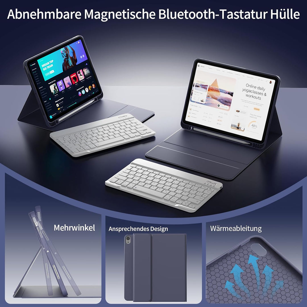 zoyu Hülle mit Tastatur für iPad Air 11 Zoll 2025/2024, für iPad Air 10,9 Zoll 2022/2020 5./4. Gener