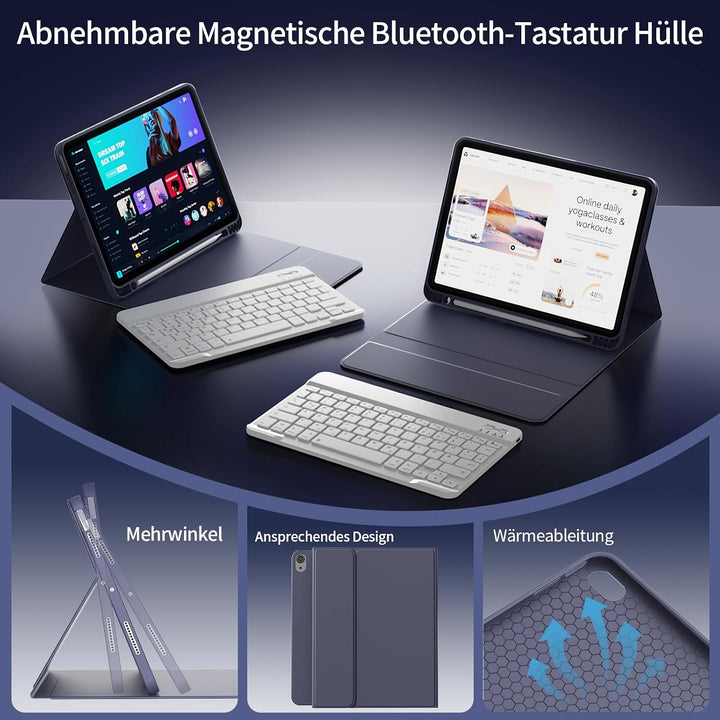 zoyu Hülle mit Tastatur für iPad Air 11 Zoll 2025/2024, für iPad Air 10,9 Zoll 2022/2020 5./4. Gener