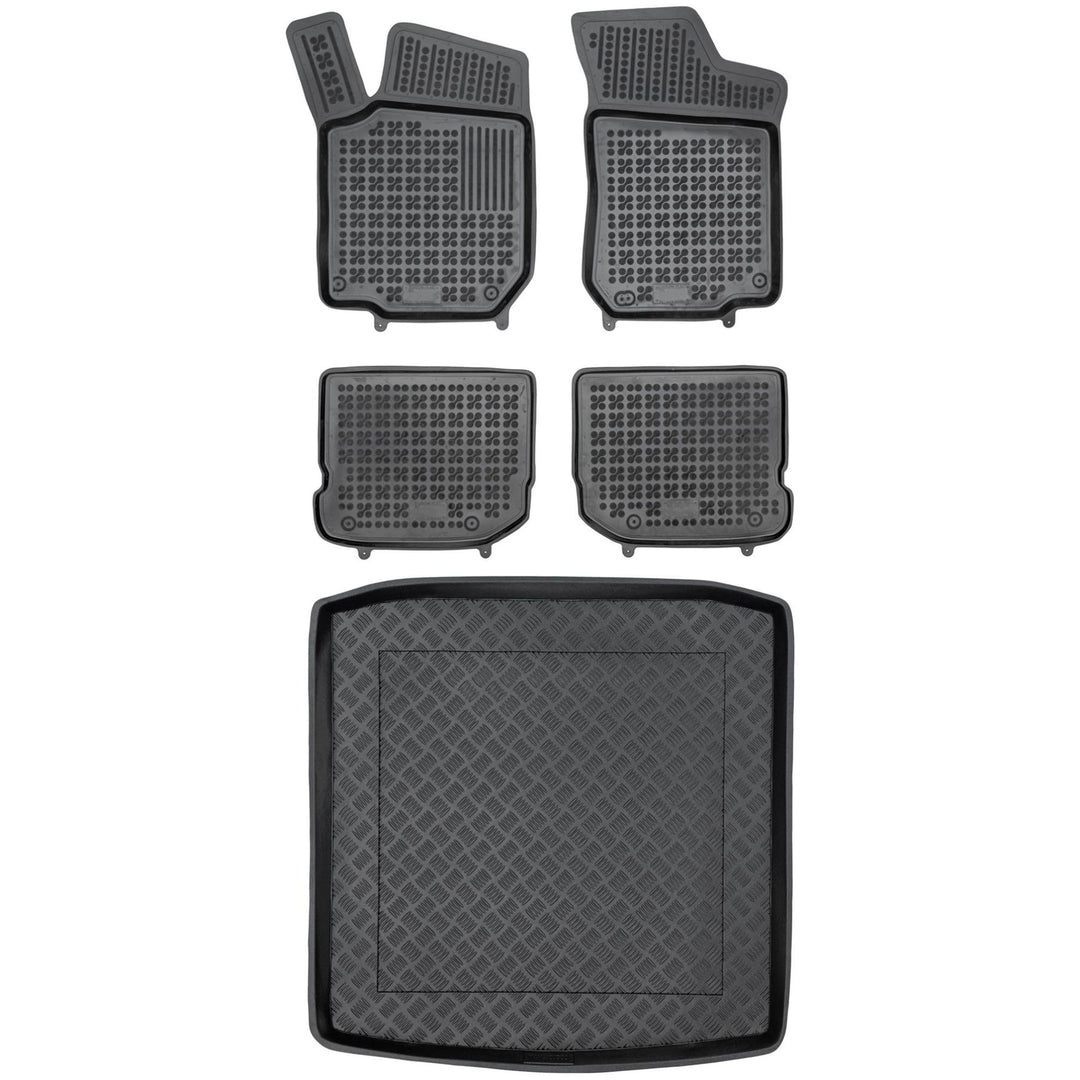 MOTOS Satz Gummifussmatten und PE Kofferraumwanne für Volkswagen Golf IV 1999-2006 Verbessern Sie Ih