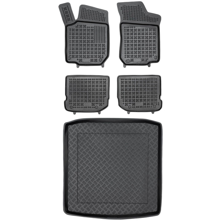 MOTOS Satz Gummifussmatten und PE Kofferraumwanne für Volkswagen Golf IV 1999-2006 Verbessern Sie Ih