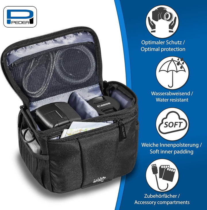PEDEA DSLR-Kameratasche "Guard" mit Displayschutzfolie für Canon EOS 5DS R M6 M100 100D G1X Mark III