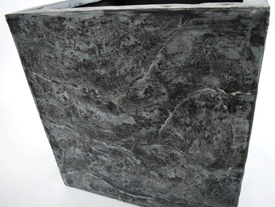 Eleganteinrichten Pflanzkübel, Blumenkübel Fiberglas Stein-Optik quadratisch 60x60x60cm anthrazit gr