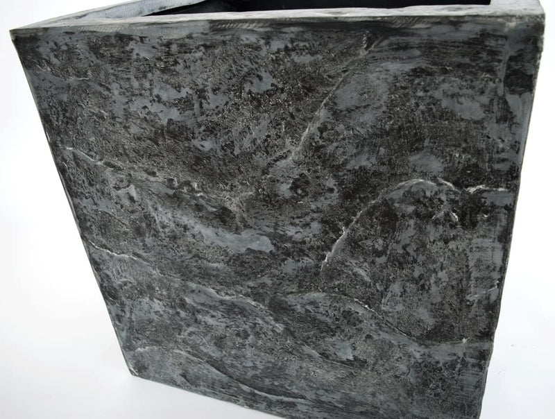 Eleganteinrichten Pflanzkübel, Blumenkübel Fiberglas Stein-Optik quadratisch 60x60x60cm anthrazit gr