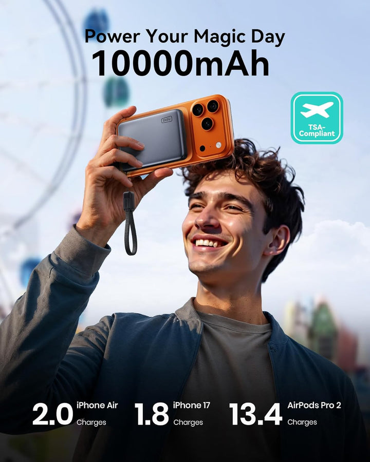 INIU for MagSafe Power Bank, 10000mAh Qi2 25W Kabelloses &amp; 45W USB C Charge | Wireless Fast Charging