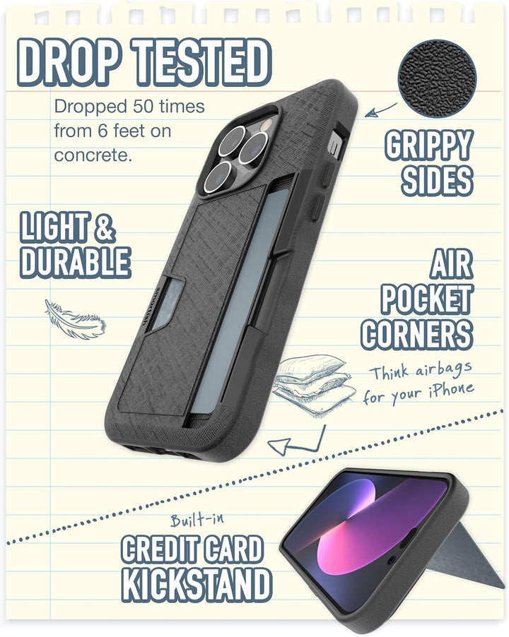 Smartish Schutzhülle für iPhone 14 Pro – Wallet Slayer Vol. 2 [Slim + Protective] Kreditkartenhalter