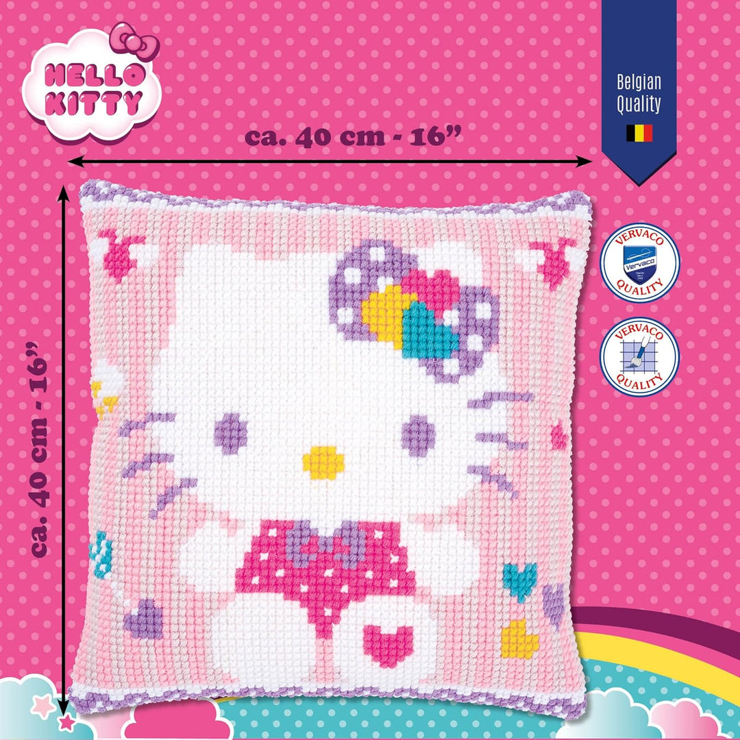 Vervaco PN-0172807 Kreuzstichkissen Hello Kitty Pastel Kreuzstichset, Baumwolle, mehrfarbig, 40 x 40