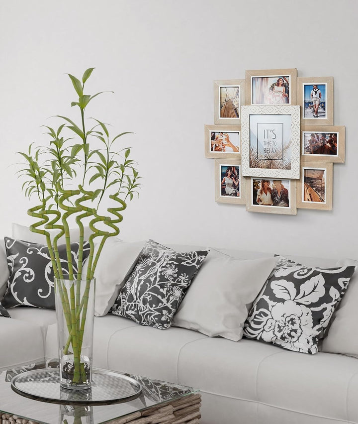 Kobolo Bilderrahmen Bilderhalter Collage LIA für 9 Bilder aus Holz in beige