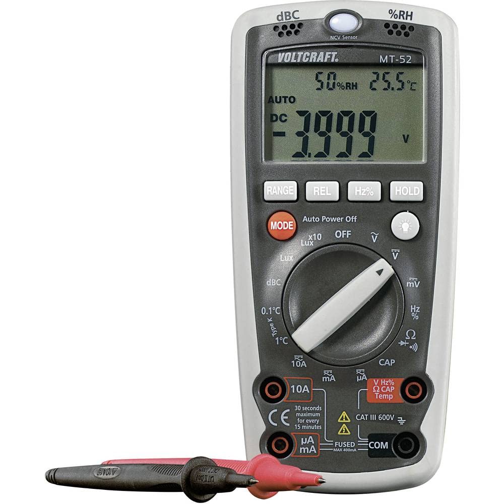 VOLTCRAFT MT-52 Digital Multimeter I AC/DC Messungen I Messbereiche für Strom, Spannung, Widerstand,