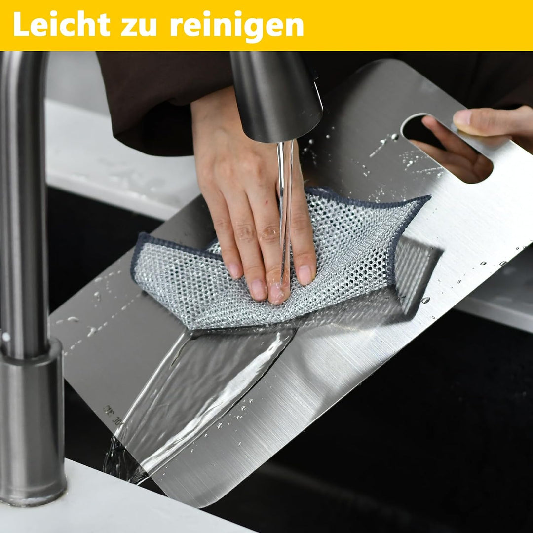 Schneidebrett Set 3er aus S304 Edelstahl, Chopping board Doppelseitiges Lebensmittel Grade, BPA-frei