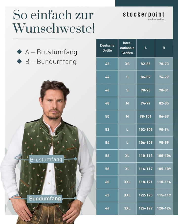 Stockerpoint Herren Trachtenweste Calzado 46 Grün (Moosgrün), 46 Grün (Moosgrün)