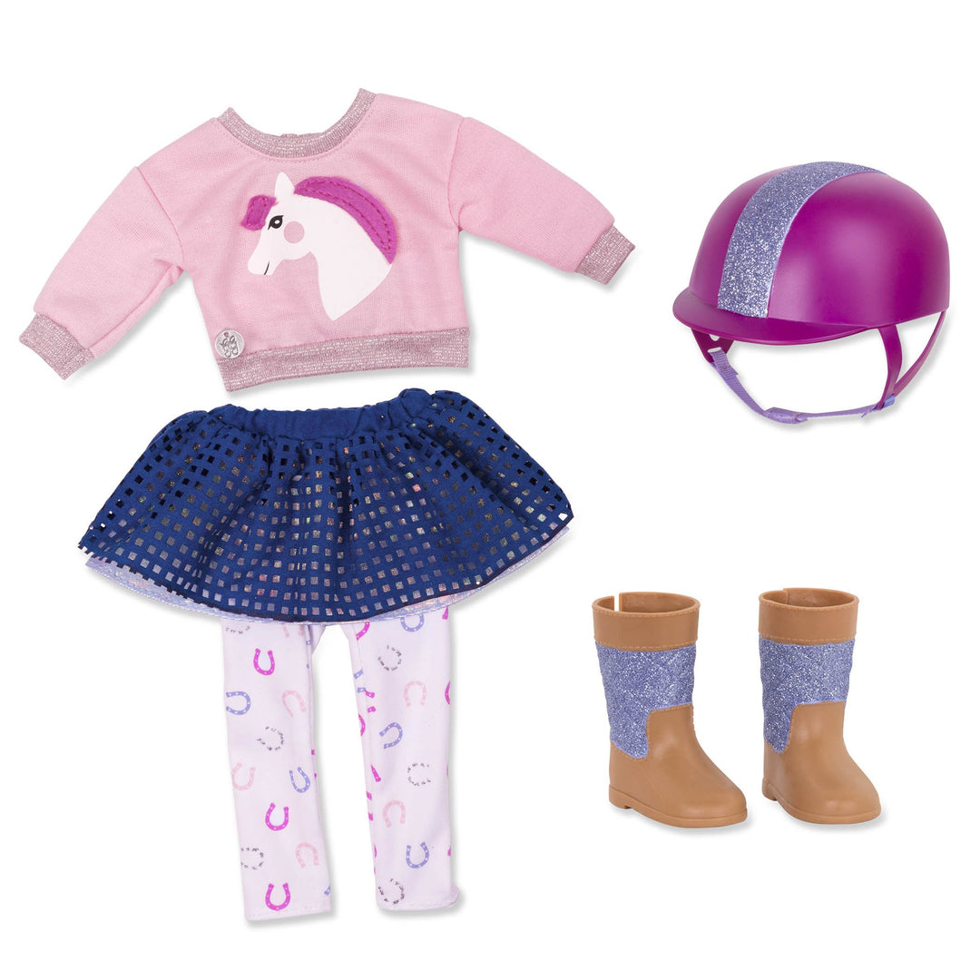 Glitter Girls - Galoppieren und leuchten! - Einhorn Pullover & Leggings - Reitsport-Outfit - Helm &