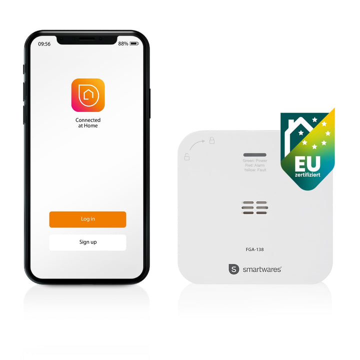 Smartwares Co-Detektor – 85 dB – Sensor 10 Jahre – Benachrichtigungen über App – Testknopf & Stummkn
