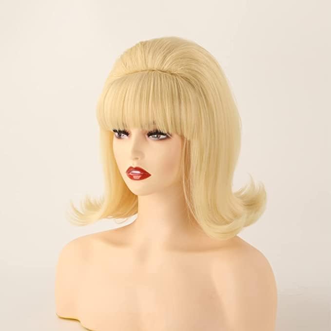 MORTICIA Damen Flip Perücke 70er Jahre Pinup Pelucas 60er Jahre Retro Beehive Stil Vintage Look Bett