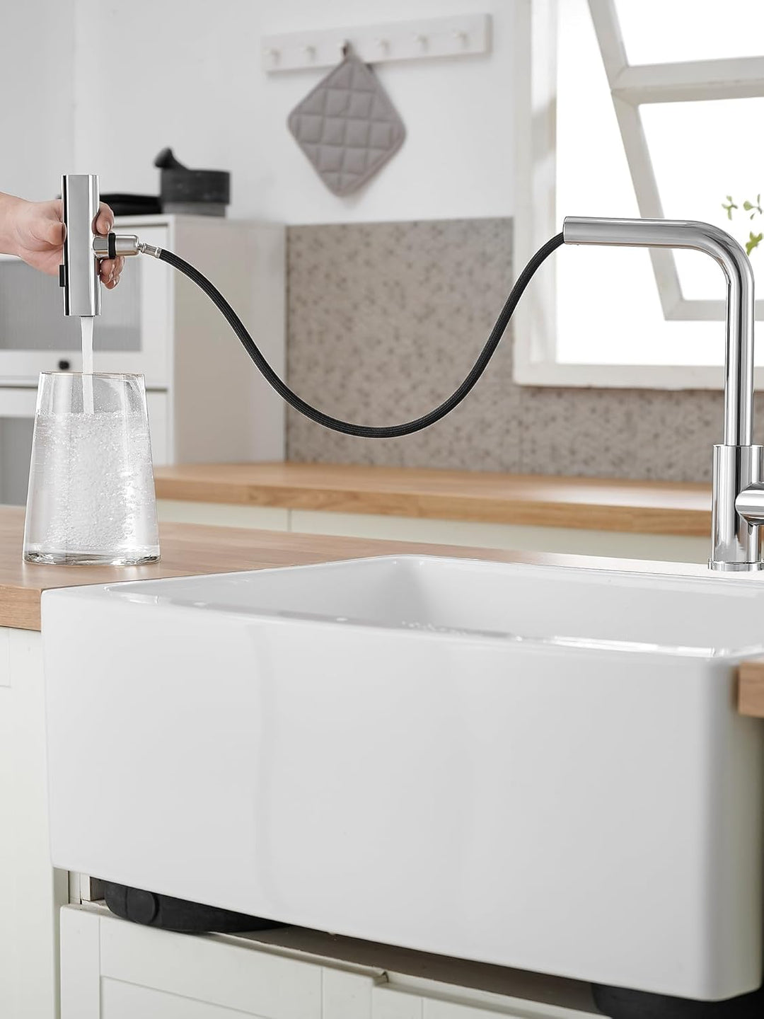 Wasserfall Küchenarmatur Ausziehbar Küchenarmatur mit Brause Einhebelmischer Mischbatterie für Küche