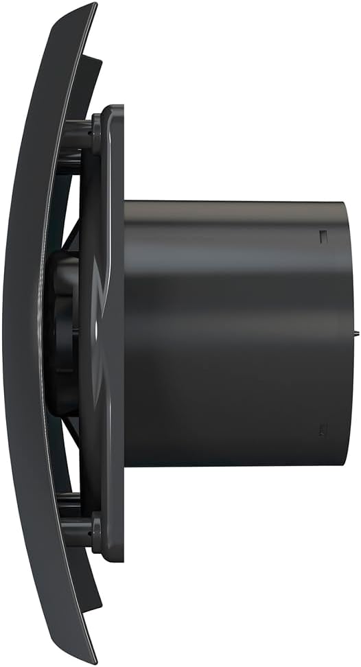 Vlano WING 100 Black Standard Badlüfter mit Rückschlagklappe, 90 m³/h, 25 dB(A), 100 mm Durchmesser,