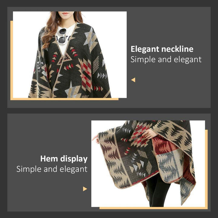 Lifetooler Poncho Damen Winter Strick Cape Cardigan Übergrosse Poncho Schal Elegant Warm Wendeumhang