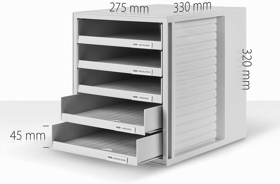 HAN Schubladenbox SCHRANK-SET KARMA mind. 80% Recycling-Kunststoff mit 5 offenen Schubladen für Unte