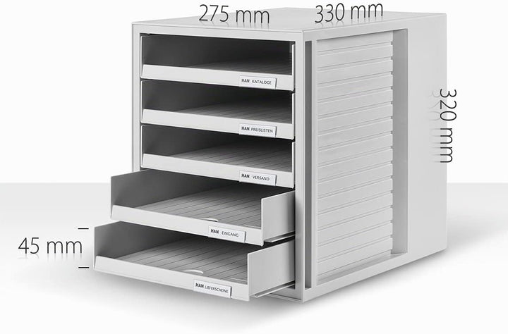 HAN Schubladenbox SCHRANK-SET KARMA mind. 80% Recycling-Kunststoff mit 5 offenen Schubladen für Unte