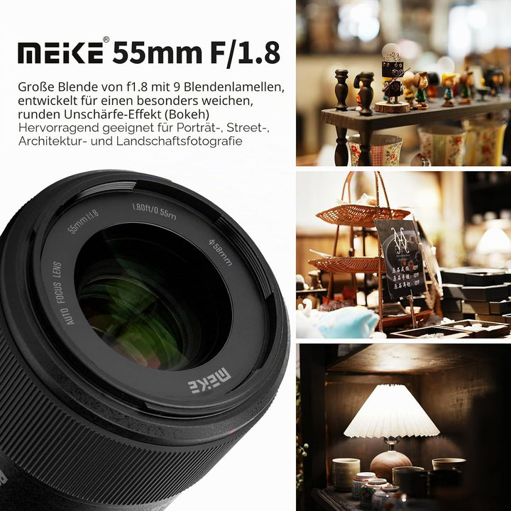 Meike 55 mm F1.8 Autofokus grosse Blende STM Vollformat Standard Prime Portrait Objektiv kompatibel