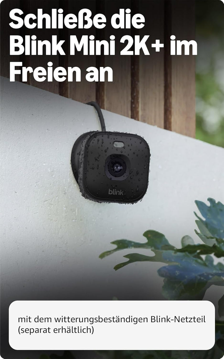Blink Mini 2K+ (neueste Generation) | Sicherheitskamera mit Netzstecker für zuhause | 2K-Videoauflös