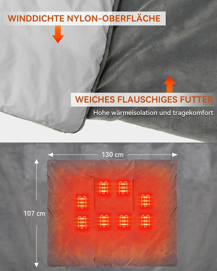 FERNIDA Kinder Heizdecke mit Akku Kabellos, Beheizbare Kinderdecke 110x 130cm, Elektrische Tragbare