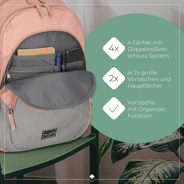 Travelite Handgepäck Rucksack, Laptop Rucksack 15,6 Zoll, BASICS, Daypack, Tagesrucksack mit vielen