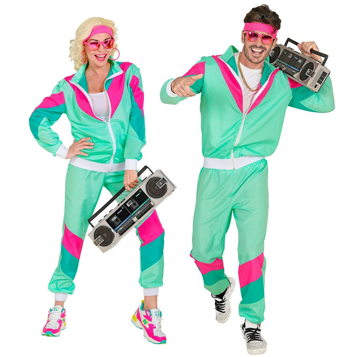 W WIDMANN MILANO Party Fashion - Kostüm Trainingsanzug, Vintage-Style, 80er Jahre Outfit, Jogginganz