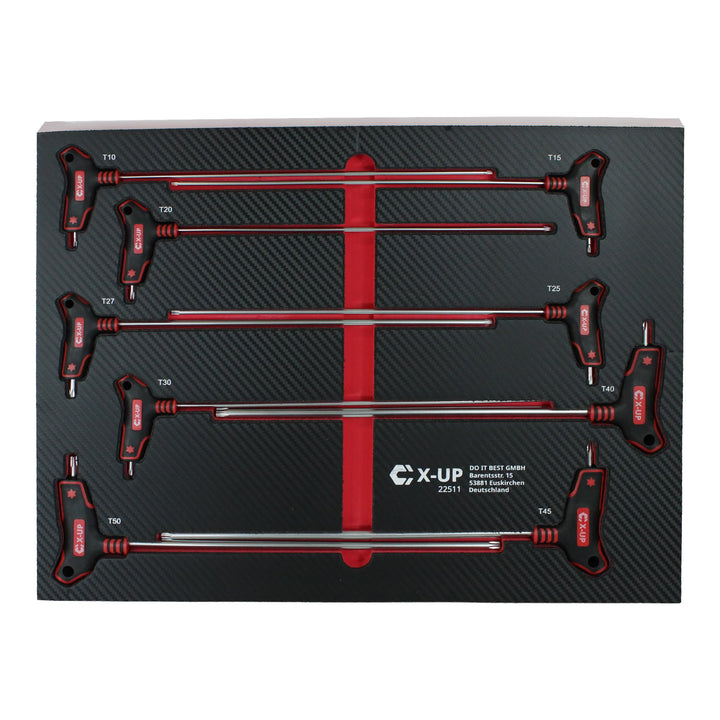CCLIFE Torx Schlüsselsatz mit T-Griff T10-T50 Torx-Sternschlüssel 9tlg | 300 mm lang,S2-Stahl,Design