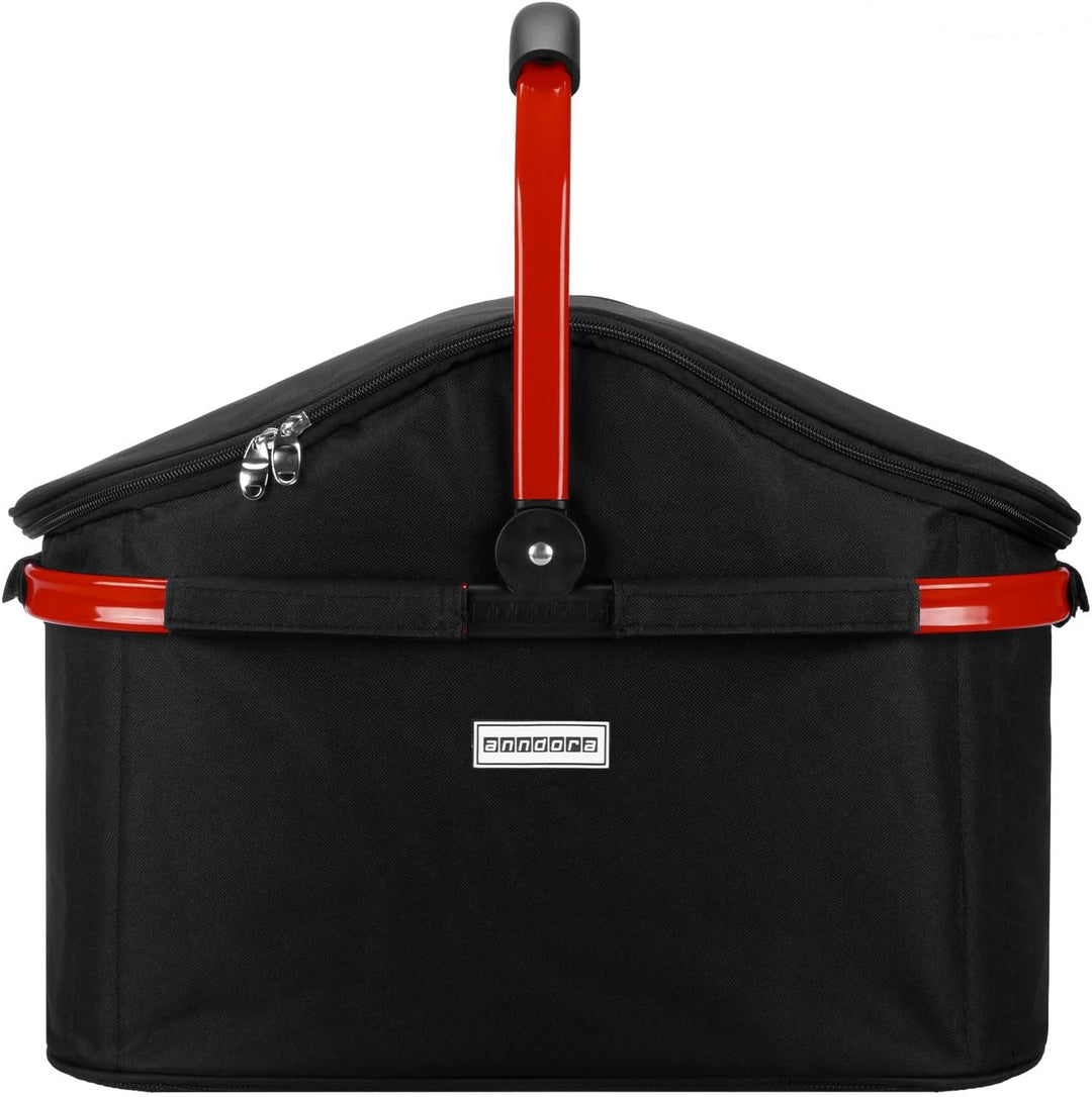 anndora Einkaufskorb 25 Liter ISO Picknick Kühlkorb Schwarz - Rahmen Rot Iso: Schwarz Rahmen Rot, Is