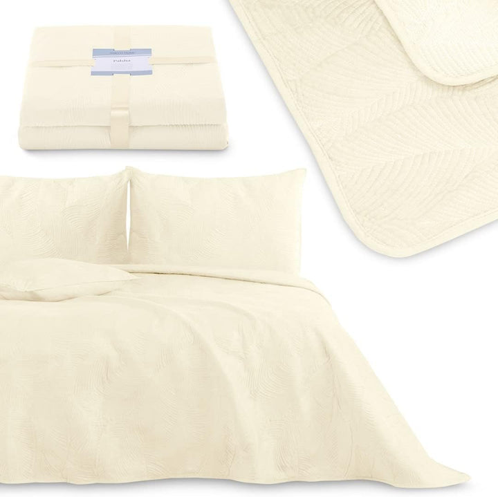 AmeliaHome Tagesdecke 170x210 cm gestrickt Velvet Samt Palsha Creme Palsha Creme 170x210 cm, Palsha