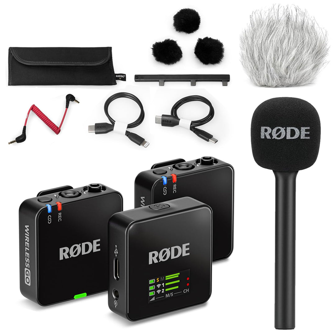 Rode Wireless GO Gen 3 Drahtloses 2-Kanal Mikrofon-Funksystem mit Interview GO Handadapter und keepd