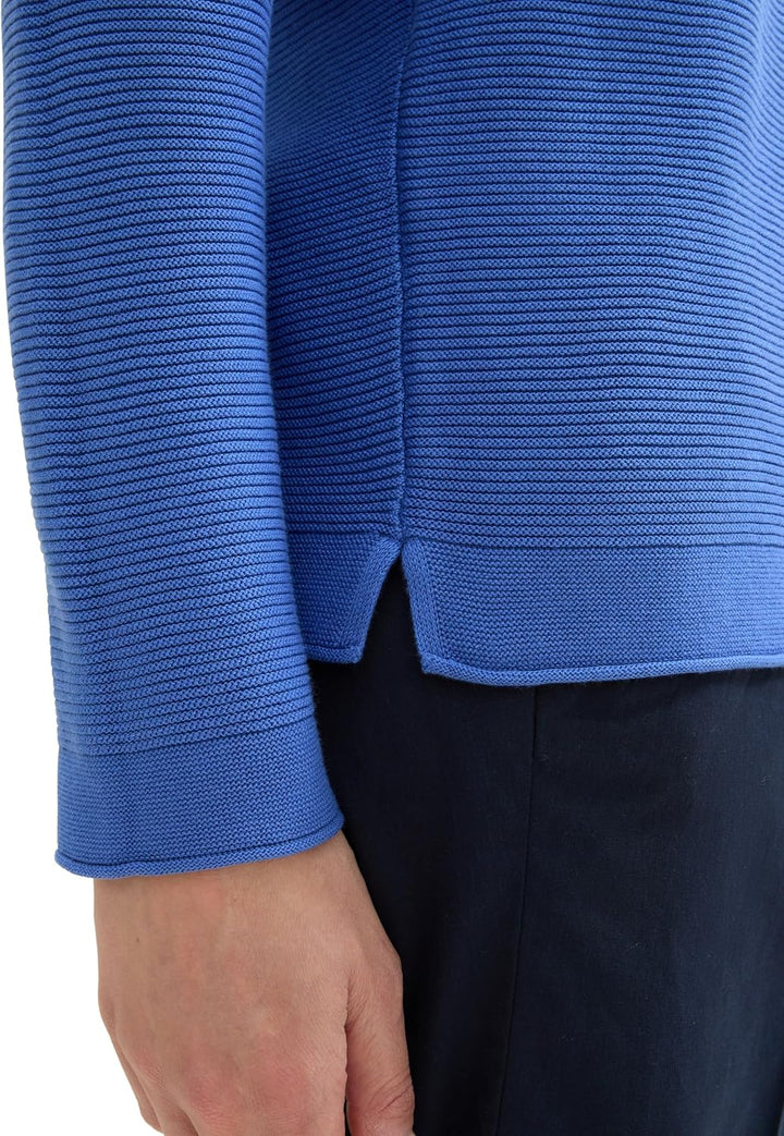 TOM TAILOR Damen Basic Strickpullover aus Bio-Baumwolle S 10619 - Preppy Jean Blue, S 10619 - Preppy