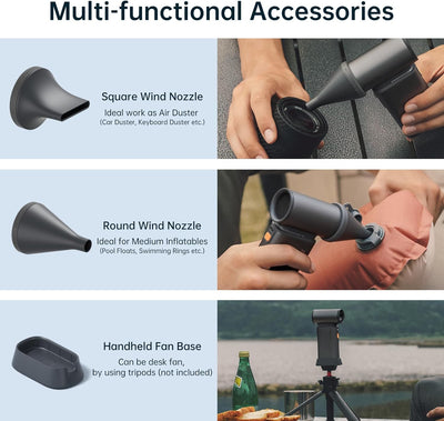 JISULIFE 2-in-1 Mini Ventilator mit Air-Duster-Funktion, Super-Power- Hand Reiseventilator, Stilvoll