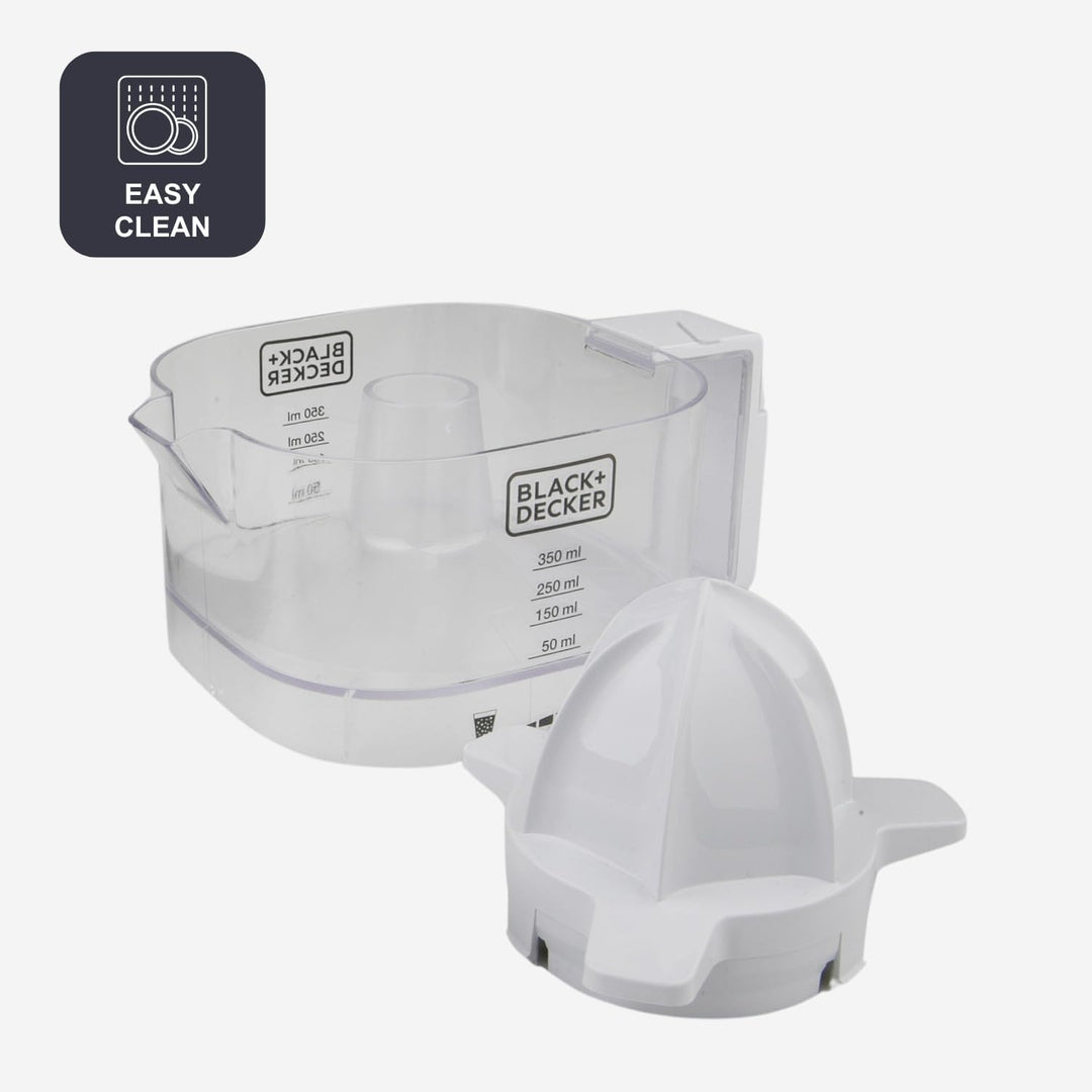 Black+Decker - BXCJ25E Zitruspresse, 25, Kunststoff, 350 milliliters, Weiss 350ml weiss, 350ml weiss