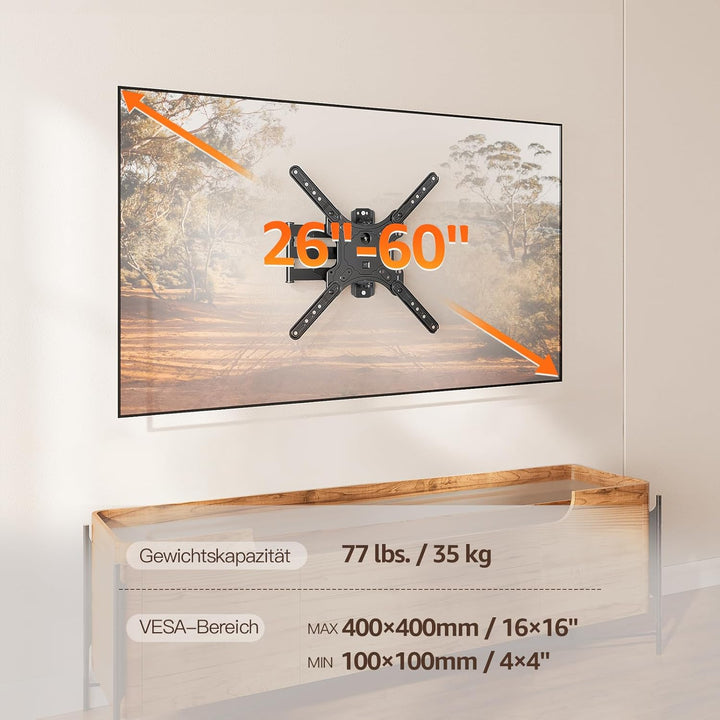 ELIVED TV Wandhalterung Schwenkbar Neigbar TV Halterung für 26-60 Zoll Flach/Curved Fernseher oder M