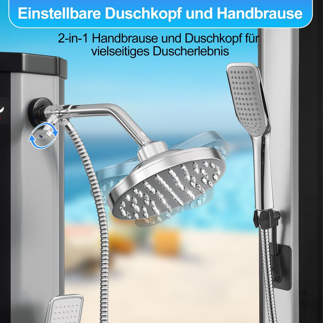 Solardusche 60 Liter Solar Gartendusche Inkl Schutzhaube und handbrause, schwenkbarer Duschkopf um 1