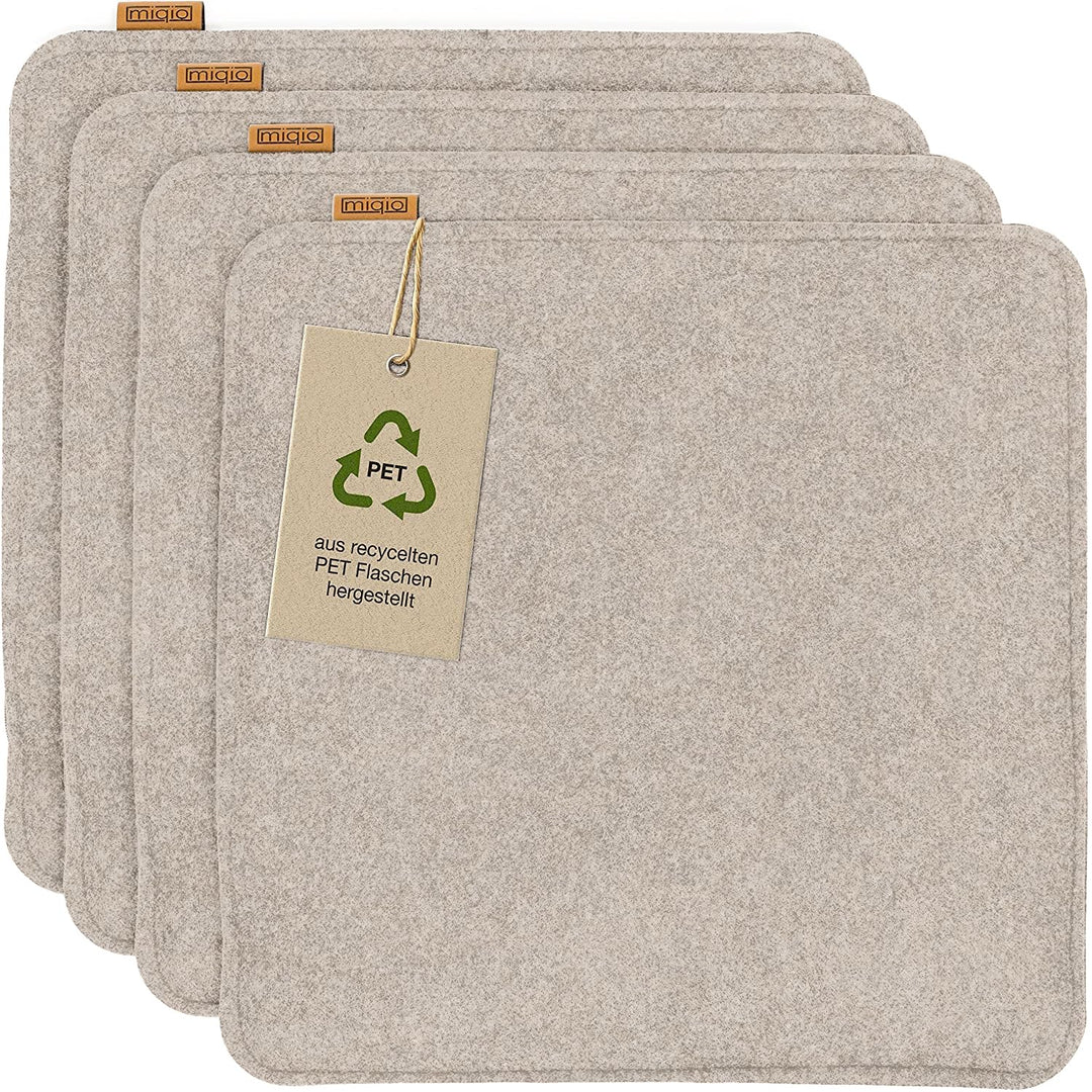 Miqio Design Filz Sitzkissen eckig mit Antirutschnoppen | 35cm | 4er-Set | Indoor und Outdoor | Nach