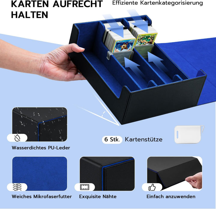 Card Deck Box for MTG, Gathering Kartenbox für 1800+ Karten mit Trennwänden,PU Leder Starkes Magneti
